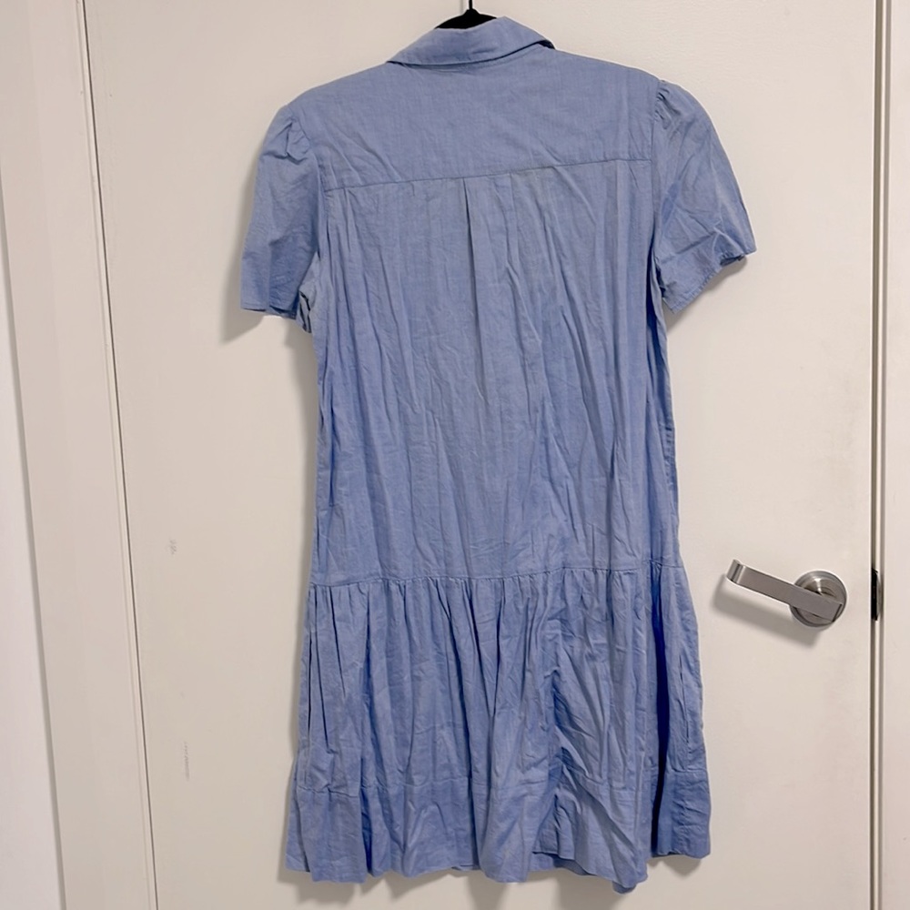 Athe Vanessa Bruno Coralie Cotton-Poplin Braided Placket Blue Drop-waist dress - Picture 7 of 8